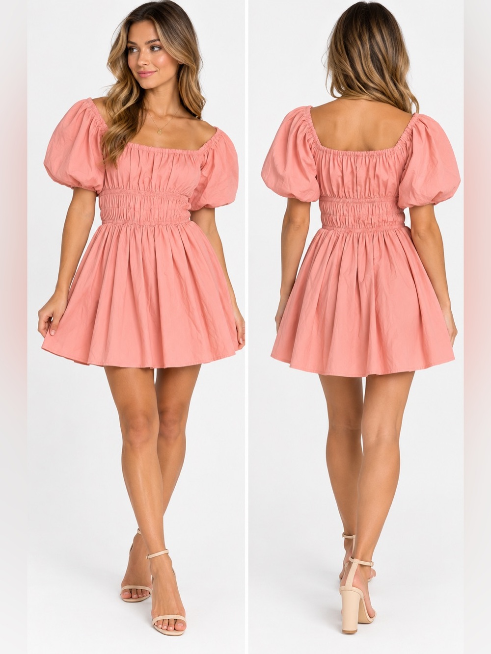 Abercrombie & Fitch Pink Puff Sleeve Mini Dress XS